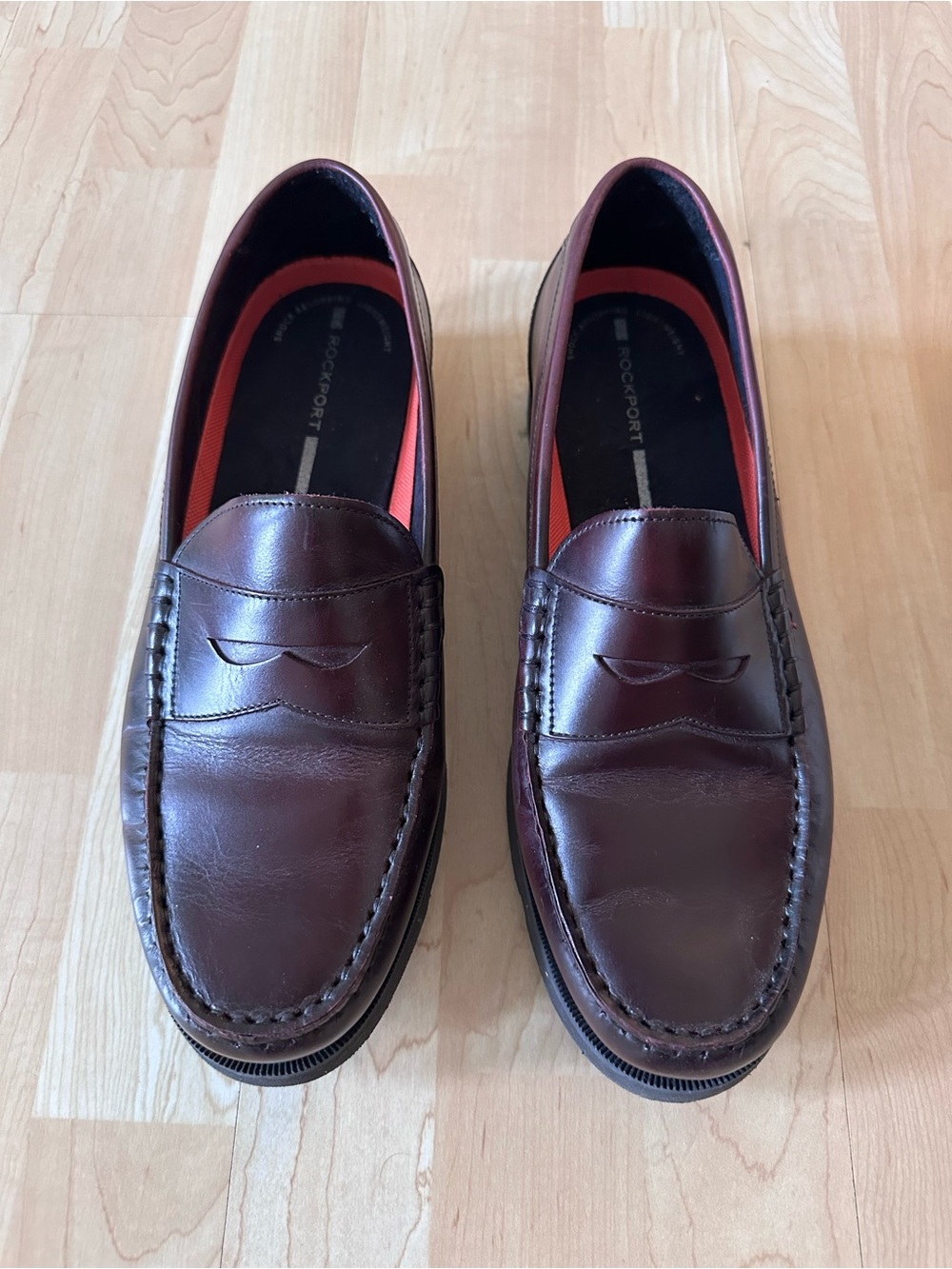 Rockport Burgundy Leather Penny Loafers, Sz 10.5